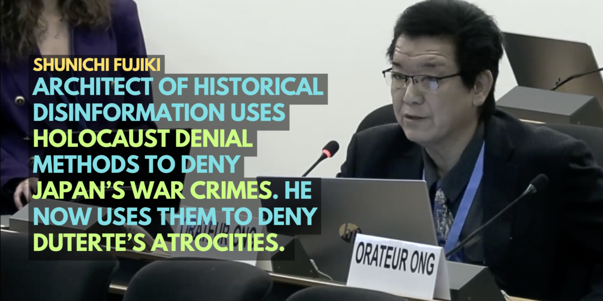 Using Holocaust Denial Methods, a Denier of Japan’s War Crimes Exploited UN Rights Body to Defend Duterte’s Atrocities