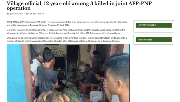 Another ‘Nanlaban’ Claim: Boy, Dad, Cousin Killed in Police Raid for Militant