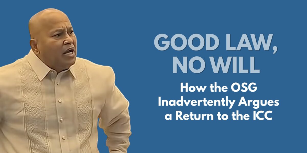 Good Law, No Will: What the OSG’s Position on Senator Bato Actually Means 